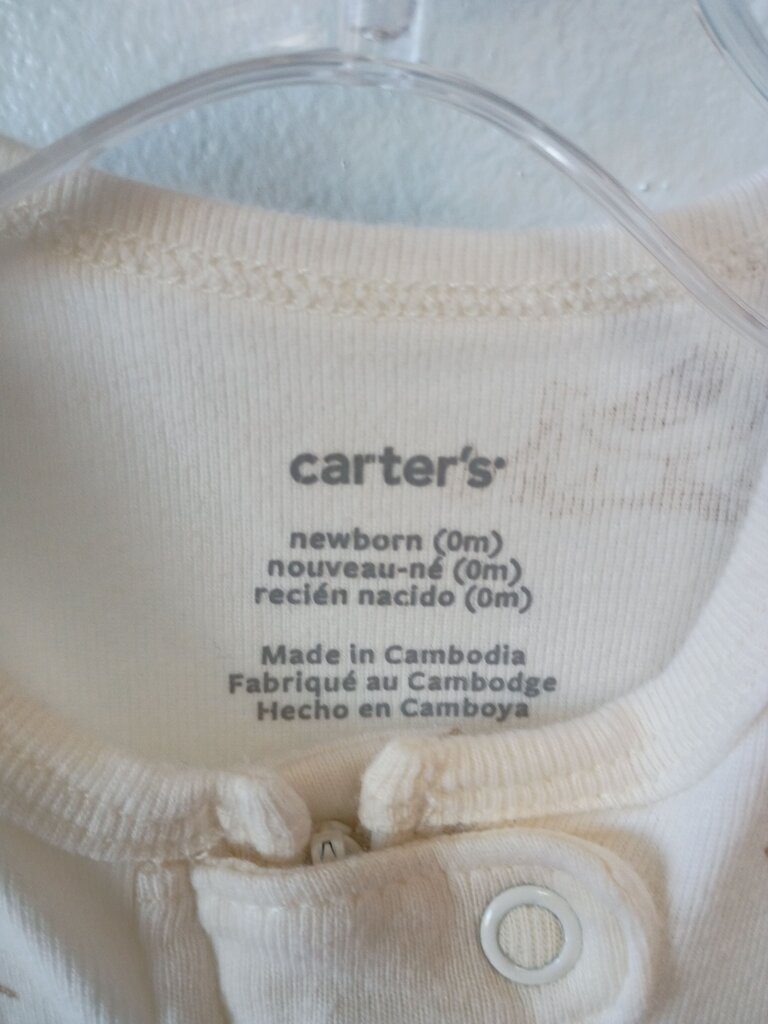 * Carter's Cream Sleeper with Tan Duck Print, size Newborn