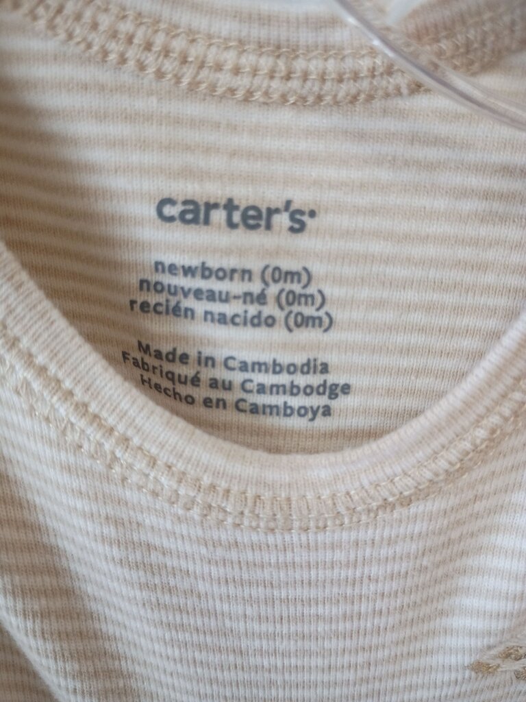 * Carter's Beige & White Striped Sleeper, size Newborn