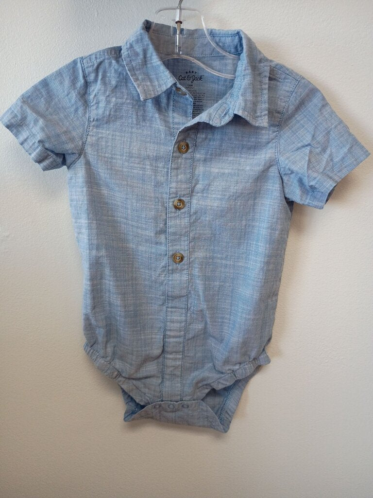Baby Boy's Short Sleeve Denim Romper