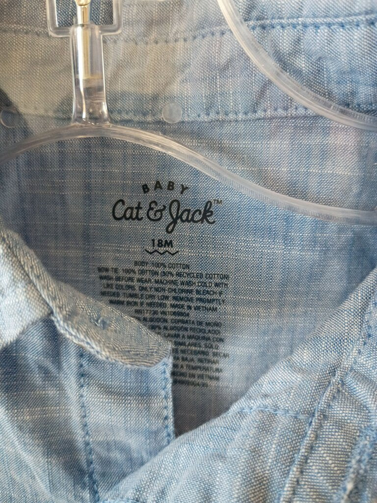 Baby Boy's Short Sleeve Denim Romper