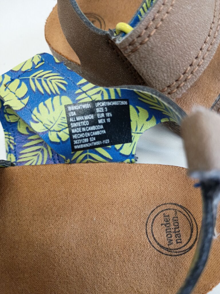 Toddler Brown Sandals with Floral Lining