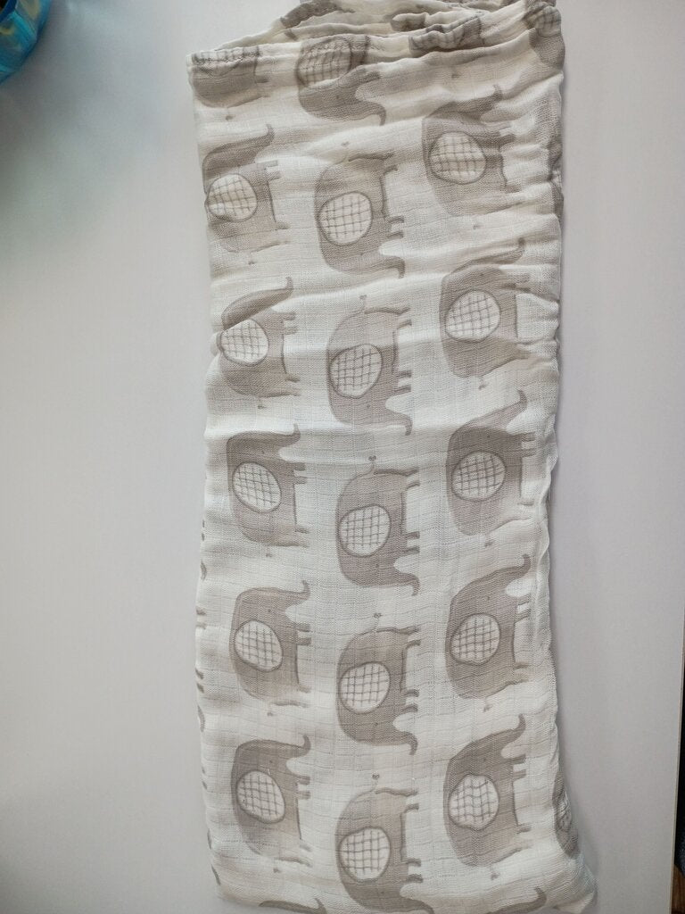 Elephant Pattern Bamboo Swaddle Blanket