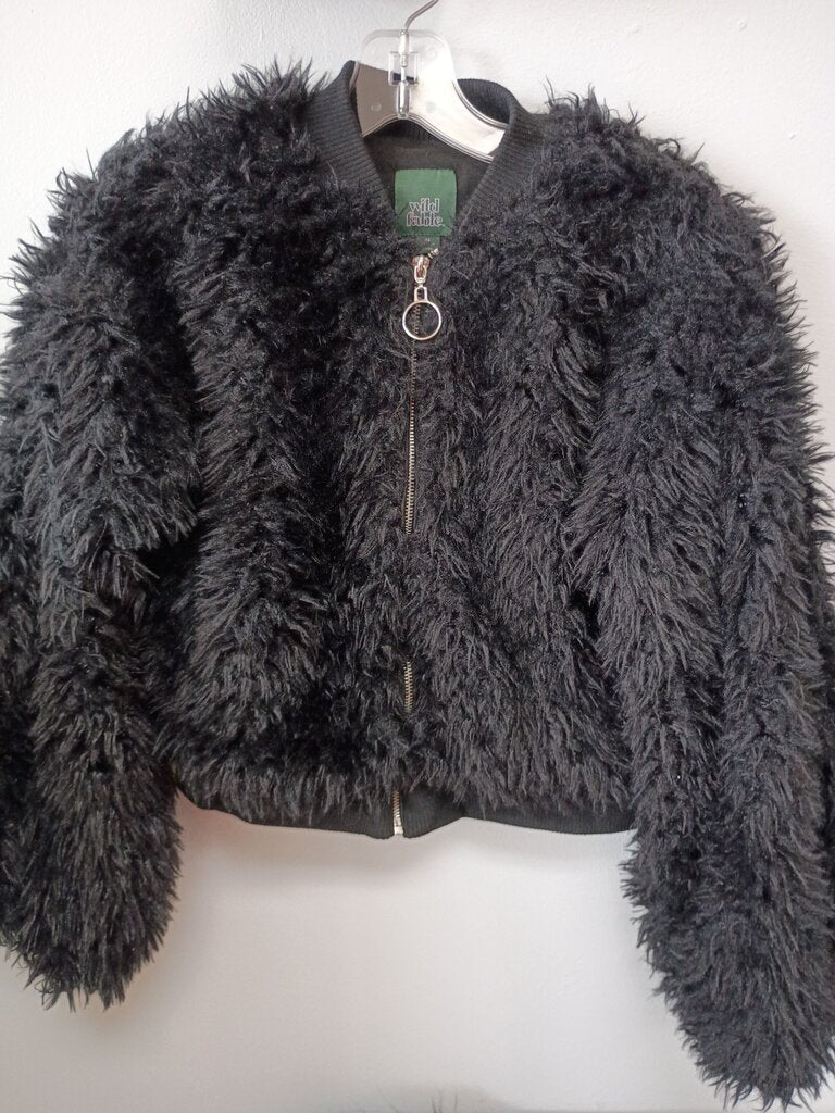 Wild Fable Black Fuzzy Bomber Jacket