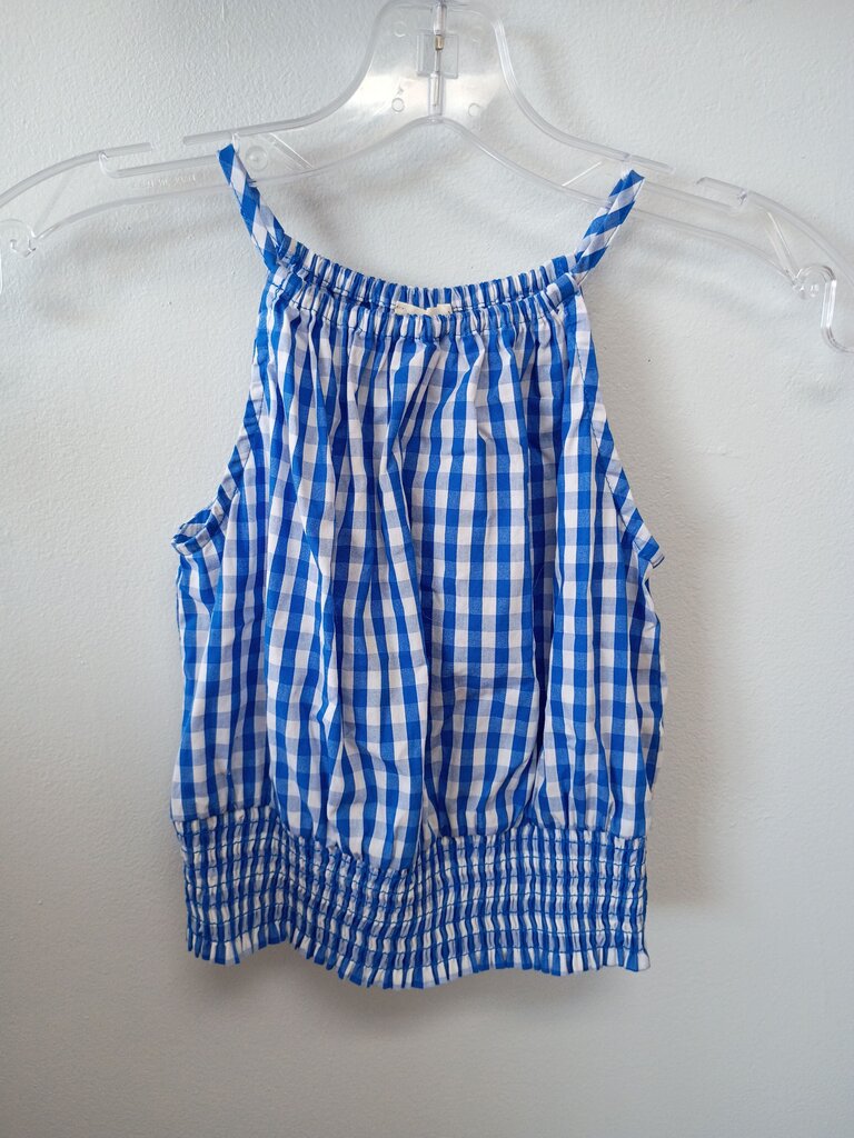 Blue and White Gingham Smocked Top